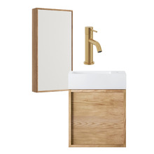 Cali 450mm Wall Hung Small Space Vanity Package with Shaving Cabinet & Mixer